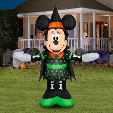 Gemmy Disney 5 Ft Minnie Mouse in Dress Witch Halloween Airblown Inflatable New picture