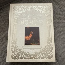 Vintage Holy Bible King James Version KJV Dove Family Register White Hardcover picture