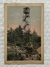T-Lake Mountain Fire Tower Piseco Postcard VERY RARE Adirondack History Hiking picture
