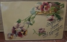 MT. VERNON IL GLITTER GREETINGS FROM C 1909 ILLINOIS  picture