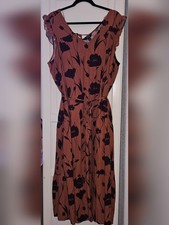 Simply Vera Vera Wang Women's Rust Floral Sleeveless Midi Dress Tie Waist XXL picture