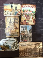 Lot of 6 European Travel Souvenir Fridge Magnets Prague Moldova Poland Gdansk picture