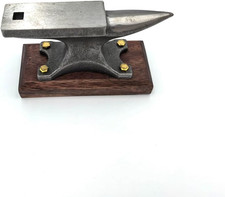 1.7Lbs Mini Horn Anvil, Forged Iron Anvil with Wenge Wood picture