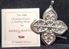 Vintage 1984 Reed & Barton STERLING Silver Pendant Ornament Christmas Cross picture