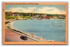 Oak Buffs MA Massachusetts View Across Lake Anthony Posted 1950 Linen Postcard picture