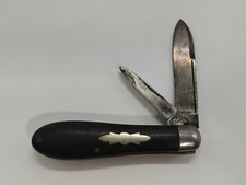 Vintage Antique Ulster 2 Blade Bowling Pin Shaped Pocket Knife w/ Large Shield picture