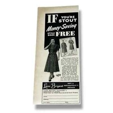 1950s Lane Bryant If Youre Stout Indianapolis Indiana Original Vintage Print Ad picture