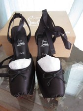 CHRISTIAN LOUBOUTIN CASSIA LACE UP BALLET HEEL SATIN TOP 100 PUMP SIZE 36 US 6 picture