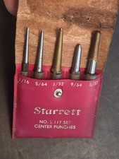 Starrett S-117 5pc Center Machinist Punch Set w/ Pouch picture