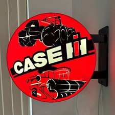 Case IH Agriculture Advertising Sign Lighted Round Wall Red Black White picture