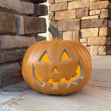 Jack O Lantern  Halloween Pumpkin 9 In Smile Round Lightened Pumpkin Decoration picture