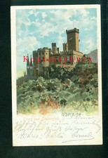 Postcard Castle Stolzenfels, Koblenz, railway post 1899 used after winning picture