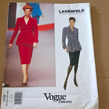 Rare Uncut Vogue Pattern Vogue Paris Original 1719 Jacket & Skirt 14-16-18 Vinta picture