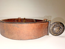 WWI Imperial German Prussian Officer Leather Belt Buckle Wilhelm II Cypher WW1 picture