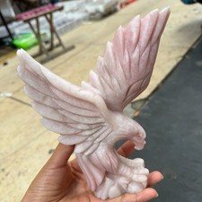1pc Natural  Pink Opal carved Quartz Crystal eagle Mineral Decor energy healing picture