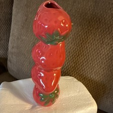 What An Adorable Ceramic Strawberries Bud Vase picture