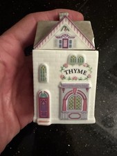 VINTAGE 1989 LENOX SPICE VILLAGE PORCELAIN HOUSE THYME JAR 3” - note clove lid picture