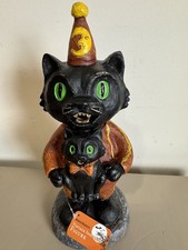 World Market Vtg Inspired 11 Inch Figure Cat Kitten Halloween Retro Resin picture