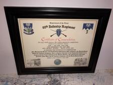 85TH INFANTRY REGIMENT / COMMEMORATIVE - CERTIFICATE OF COMMENDATION picture