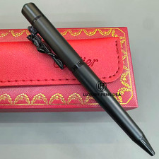 CARTIER Panthère Large Matte All Black Ballpoint Pen Panther Clip Luxury Rare picture