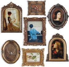 7 Pcs Vintage Picture Frames Set Antique Gold Rococo Ornate Gallery Wall picture