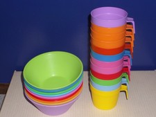 Vintage 70's Plastic 12 Gold n Soft Margarine Cups Mugs 9 NuMaid Parkay Bowls picture