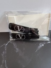 Valentino Beauty Black Hair Clips Set of 2 New V Logo Designer Hair Accessories picture