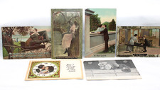 Antique Lot of 6 Postcards Postmarked 1909-1912 Couples Romance Love Stamped picture