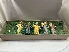 VTG 1940’s SET OF 5 COMPOSITION ANGELS CHRISTMAS ORNAMENTS W. GERMANY US ZONE picture