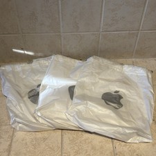Lot Of 3 Vintage Apple Store Plastic Drawstring Shopping Bag Logo 12x13” Roughly picture