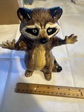 Vintage Ceramic MCM Glossy 7 Inch Ceramic Raccoon Figurine picture