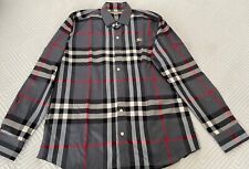 NEW BURBERRY LONDON ENGLAND long sleeve gray check shirt sizes L XL picture
