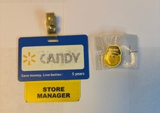 Walmart Authentic Used Badge with Sam Badge Backer  PLUS RARE PIN picture