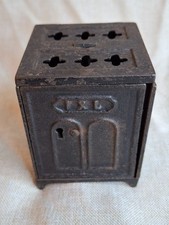 Antique IXL Cast Iron Still Bank Safe J & E Stevens 1880s Lattice Work Patina picture