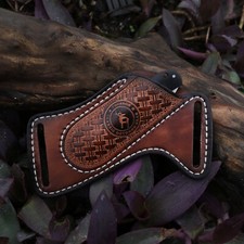 Tourbon Leather Folding Blade Knife Sheath Belt Pouch EDC Pocket Knives Camping picture
