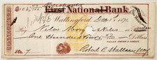 1871 First National Bank New Haven CT Merchants Check Wallace Simpson picture