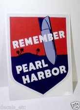 Remember Pearl Harbor Hawaii, Vintage Style WWII Travel Decal, Vinyl Sticker picture