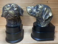 Vintage Bronze Finish Labradore Retreiver Dog Head Bookends Pre-owned picture