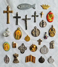 Vintage Religious Medal Charm Lot Crosses St Jude Mary Crucifix Catholic 26 Pc picture