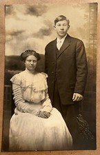 RPPC Fort Dodge Iowa Beautiful Couple Studio Real Photo Postcard c1910 picture