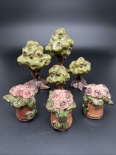 RARE Blue Sky Clayworks Heather Goldminc LOT of 7 - 4 Trees & 3 Flowers READ picture
