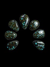 High grade Hubei super  rare multi color micro spiderwebs turquoise cabochon set picture