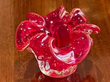 STUNNING MIDCENTURY HAND CRAFTED DEEP RED MURANO FREE FORM CENTERPIECE C 1950'S picture