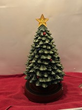 Stunning Light Up 14” Hard Plastic Christmas Tree W/ Moving Train On Base picture