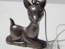 XTRA NICE MEXICAN / SOUTHWESTERN STERLING SILVER DEER / FAWN NECKLACE FREE CHAIN picture