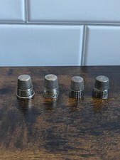 Lot of 4 Vintage Sterling Silver Sewing Thimbles Ornate Floral Collectible picture