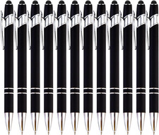 12-Piece Black Ballpoint Pen with Stylus Tip, 2 in 1 Stylish Metal Touch Screen picture