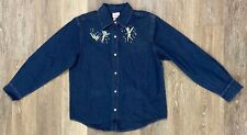 Disney Store TinkerBell Denim Women's L/S Shirt Embroidered NWT NEW Vintage S picture