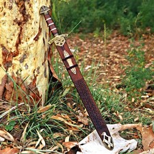 Medieval Celtic Repro Short Sword Damascus Steel Blade Rosewood Handle picture