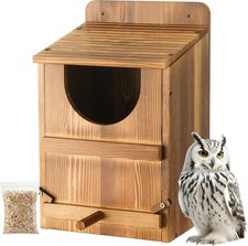 Owl House, Barn Owl Nesting Box with Bird Stand and Wood Shavings, Large Wooden picture